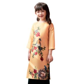 Áo Dài Kid In Cành Lựu Đỏ Ad009