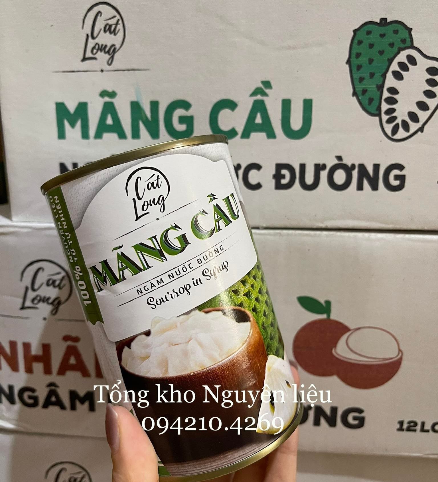 Mãng cầu đóng hộp/mãng cầu ngâm nước đường cát long lon 565g