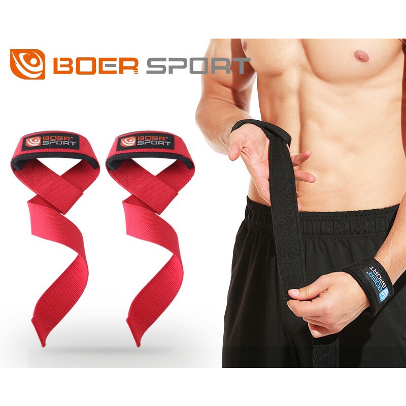 Dây kéo lưng BOER Lifting Straps - Hỗ trợ tập Gym Deadlift, kéo tạ, lên xà