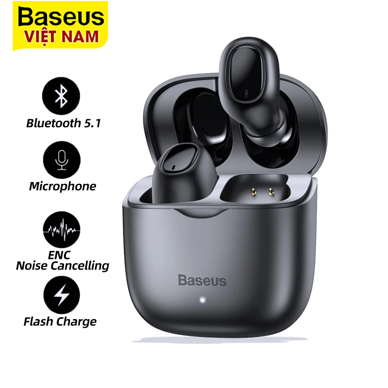 [BẢO HÀNH 18 THÁNG] Tai nghe không dây Baseus W12/ Bluetooth 5.1/ âm thanh nổi cho iPhone 13 Pro Max/ chơi game cảm ứng của Samsung Xiaomi
