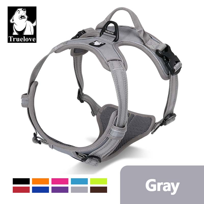 Gray TRUELOVE No Pull Dog Harness Adjustable Safety Nylon Small Medium