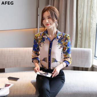 AFEG Áo Cánh Khí Chất Thanh Lịch Hợp Thời Trang Thường Ngày In Hình Dài Tay Cho Nữ Hàn Quốc Mới