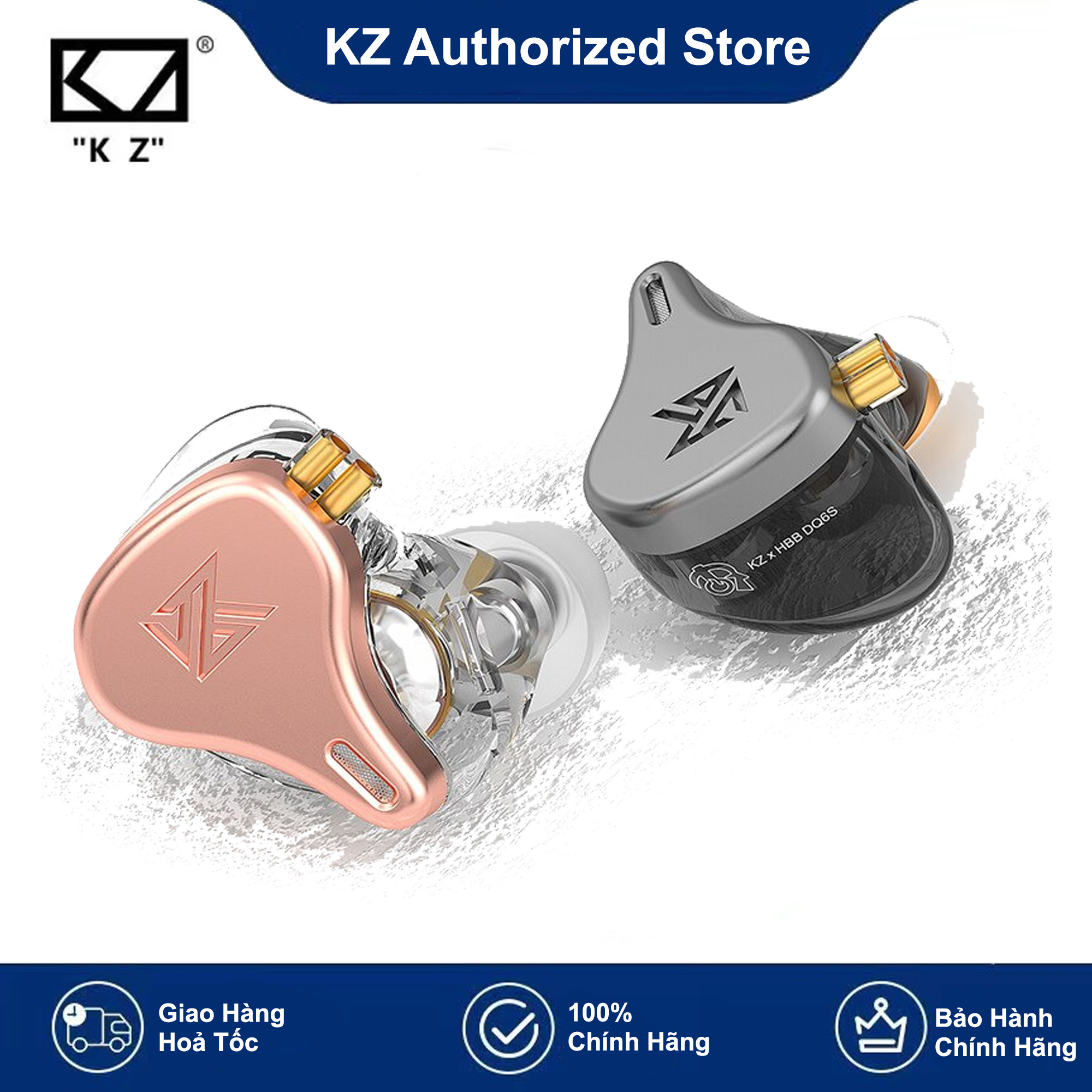 Tai nghe kz x hbb dq6s hifi nhét tai thể thao gaming vỏ kim loại có micro
