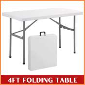 4ft Folding Half Table with Foldable Steel Legs
