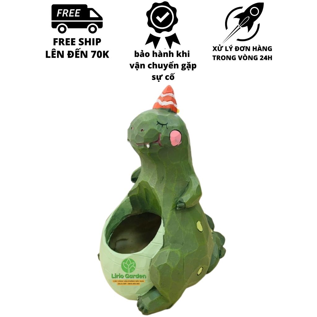 Chậu trồng cây hình khủng long xanh