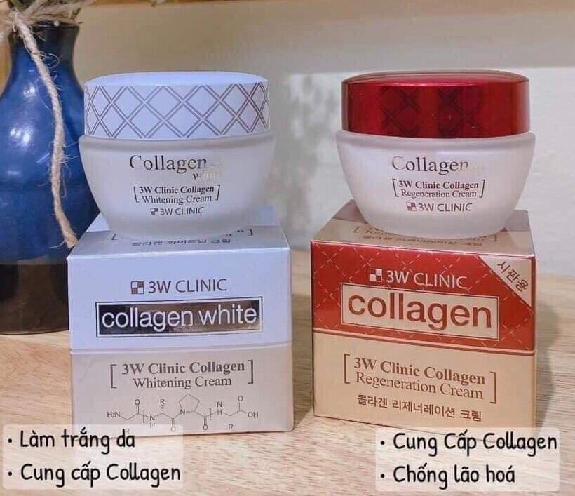 Kem dưỡng trắng da chống lão hoá Colagen 3W Clinic 60ml Hàn Quốc
