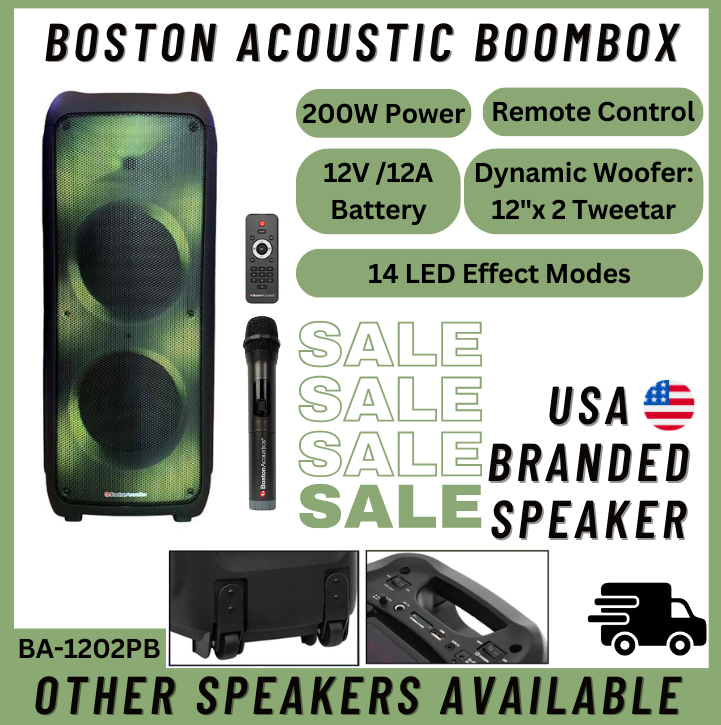 Partybox Bombox Speaker Boston Acoustics BA1202PB 200w Power With Wireless Mic KTV Karaoke