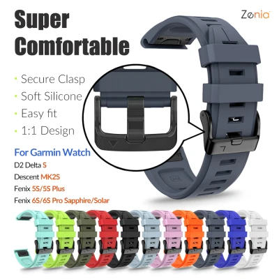 Zenia for Garmin Descent Mk2S Fenix 6S Pro Solar Sapphire 5S Plus Band Quick Release Easy Fit 20mm Width Soft Silicone Watch Strap Replacement for Garmin Fenix 6S Pro/5S/5S Plus Watch Fenix6S Pro Fenix5S Plus (10)