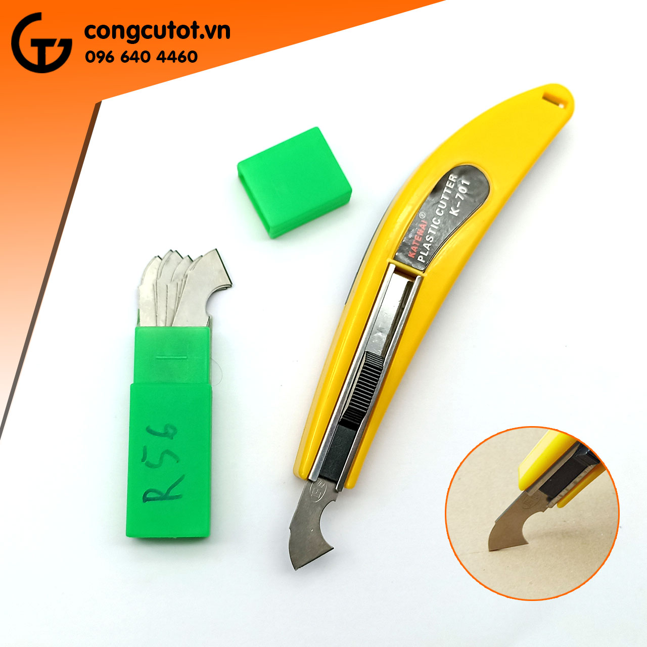 Dao cắt rọc nhựa mica dạng lưỡi câu TẶNG 2 lưỡi dao / Hộp 10 lưỡi dao cắt mica dự phòng