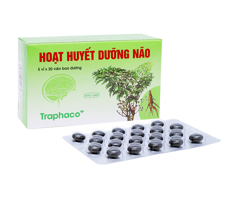Hoạt huyết dưỡng não bao đường Traphaco Hộp 20 viên/ Hộp 100 viên