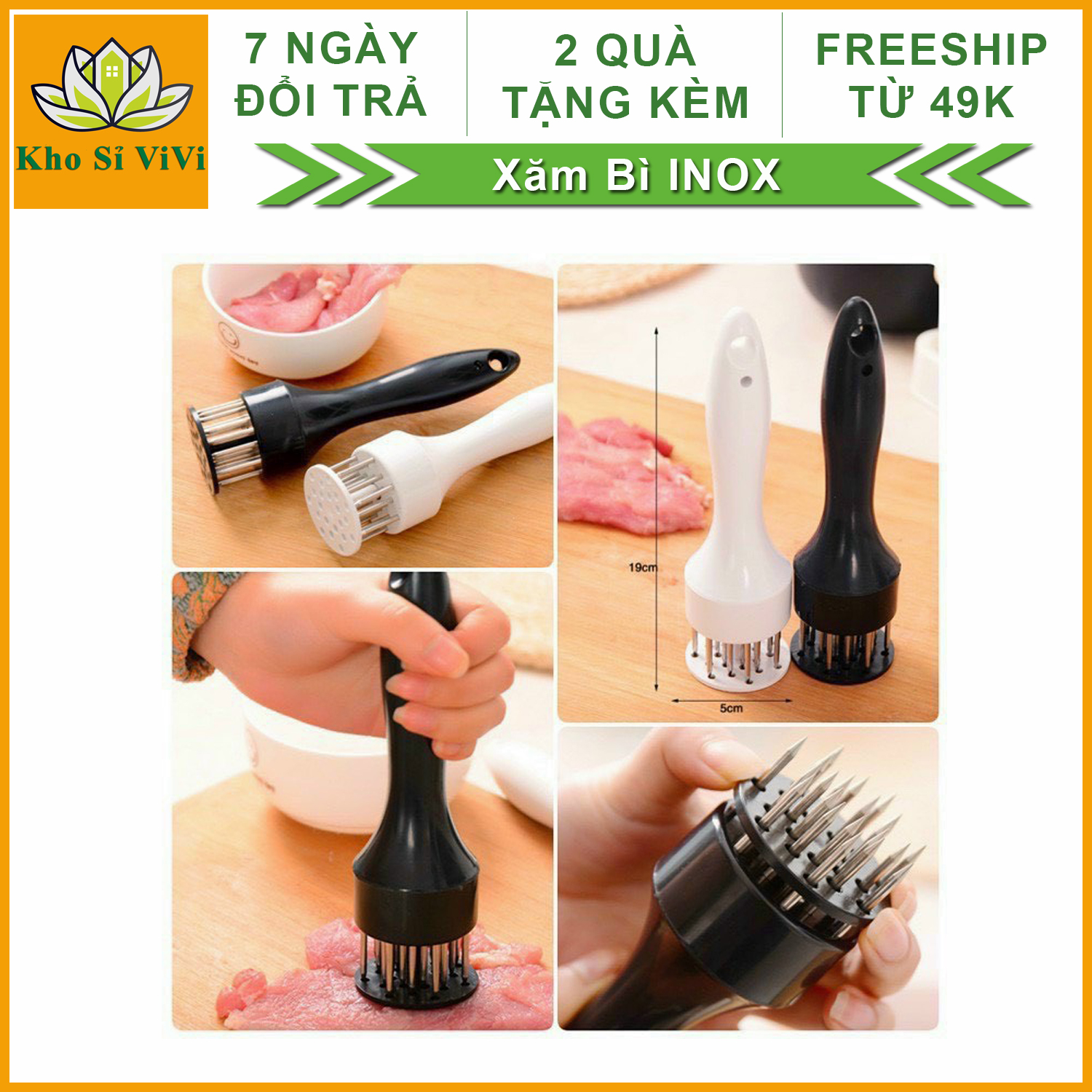Dụng cụ xăm bì mềm thịt nhọn giúp thấm gia vị, xăm da, xăm bì bằng inox chống gỉ