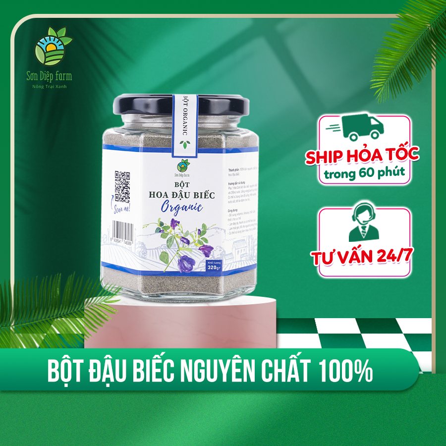 Bột đậu biếc thiên nhiên sấy lạnh - Bột tạo màu thực phẩm - Bột giải nhiệt mùa hè - Sơn Diệp Farm