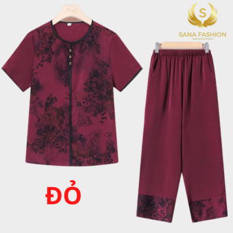 Đồ bộ cho mẹ mặc nhà trung niên, bộ Lụa Pháp nữ trung niên cho mẹ. HT01