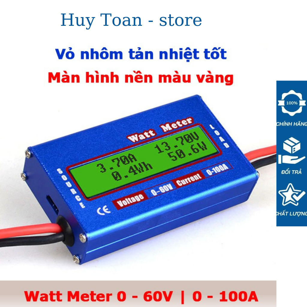 Máy đo dòng điện điện áp công suất watt metter 100A- Phụ kiện tuyệt vời cho các mạch DC, hệ thống năng lượng mặt trời và hệ thống pin dự phòng.