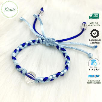 Vòng tay handmade đan dây may mắn màu xanh V79, Vòng tay KIMII