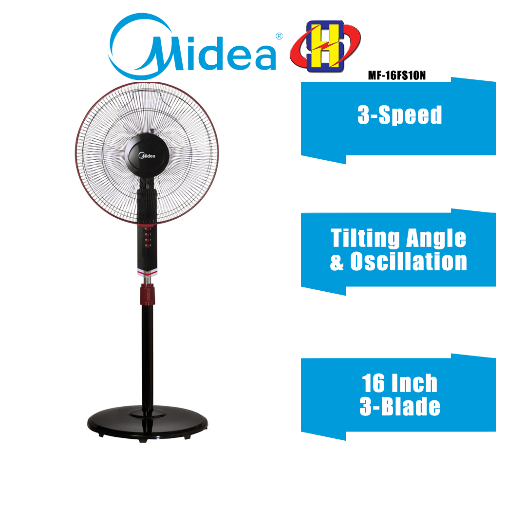 Midea Stand Fan Mf 16fs18c Bk Mf 16fs18c Wt Mf 16fs18c 50w Both Tilting Angle Oscillation Stand Fan Kipas 电风扇 Lazada