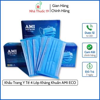 Khẩu Trang Y Tế 4 Lớp AMI ECO MASK - Hộp 50 Chiếc Chính Hãng (4 Màu XanhXám Đen Trắng)