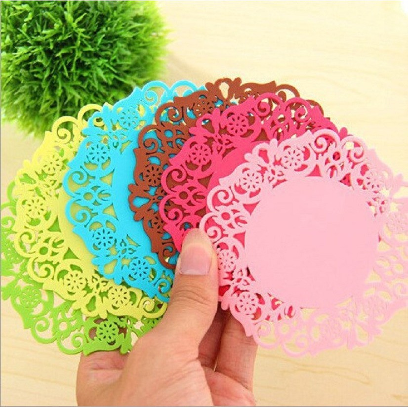 Miếng lót ly hoa văn dễ thương 9cm