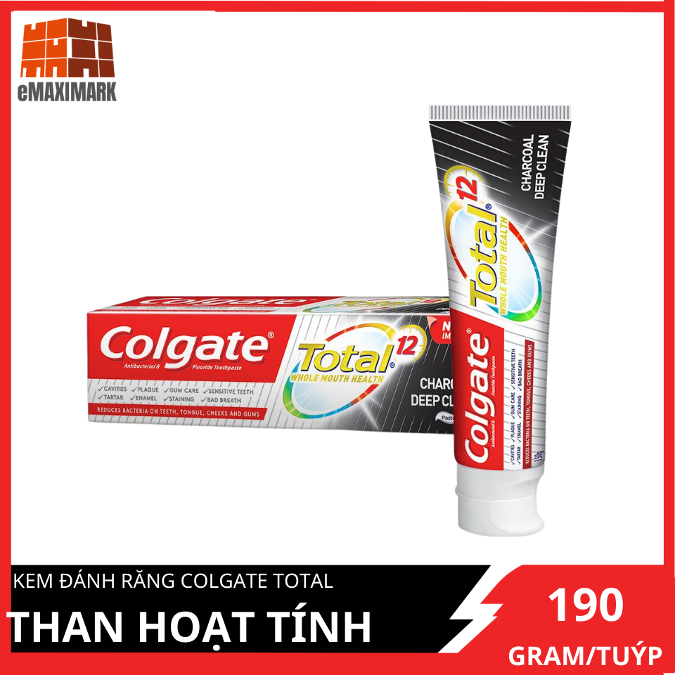 [HCM]Kem đánh răng Colgate Total Than hoạt tính Sạch hiệu quả giảm chảy máu nướu 190g