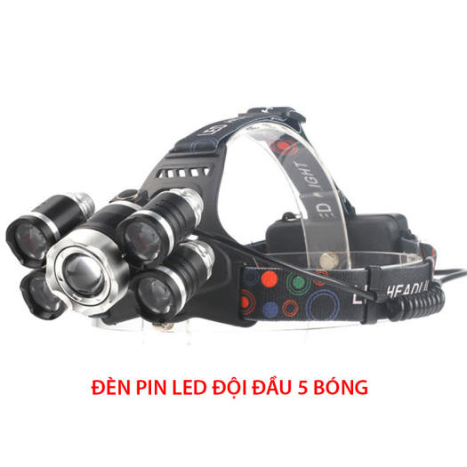 Đèn Pin đội đầu 5 bóng Led đa tác dụng , Đèn pin đội đầu 5 bóng Led giá rẻ tại TP HCM, đèn pin đội đầu, sạc điện, 5 bóng nhiều chế độ, thu ánh sáng gần xa, bao gồm 2 pin sạc và cục sạc .