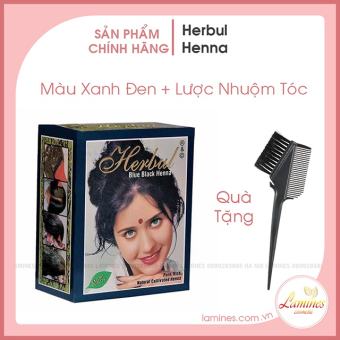 Nhuộm Tóc Thảo Dược Herbul Henna Ấn Độ - Màu Xanh Đen Blue Black + Tặng Lược Nhuộm Tóc