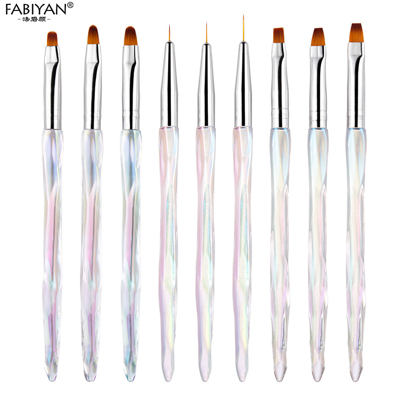 Aurora cọ vẽ móng nghệ thuật gradient cọ gel uv đầu tròn dẹt bộ thiết kế móng nghệ thuật bút vẽ kẻ ô dụng cụ làm móng