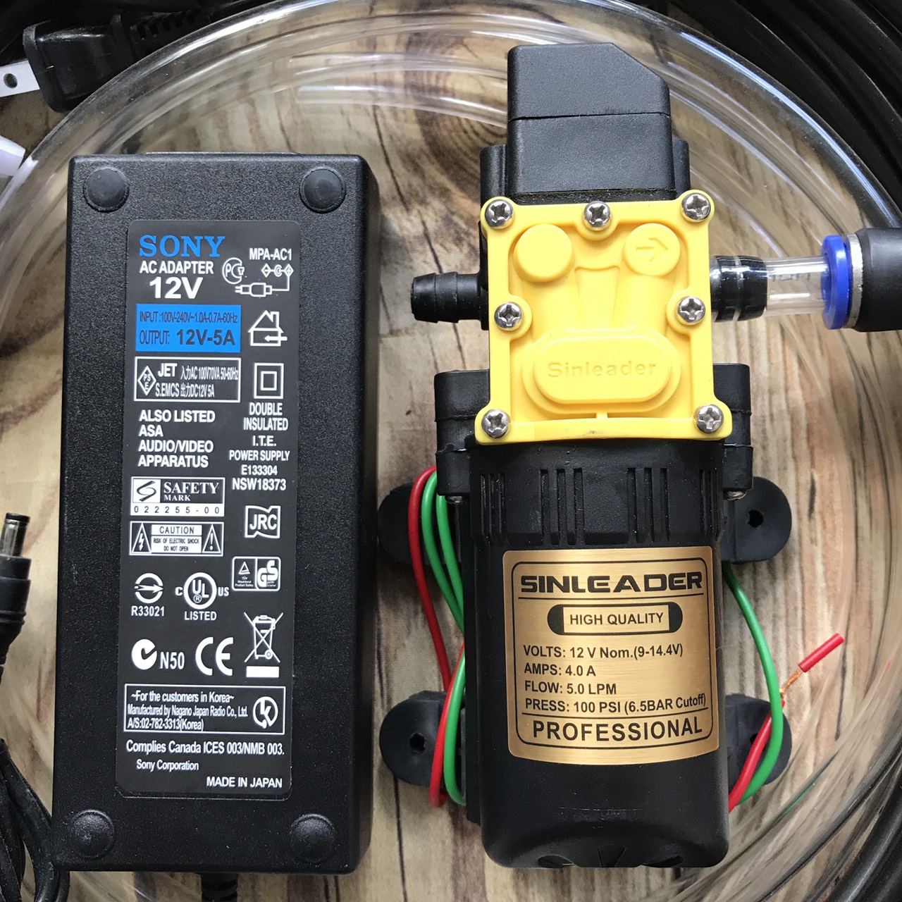 [BẢO HÀNH 6 THÁNG] Bộ máy bơm tăng áp mini Sinleader đơn kèm nguồn Adapter, điều .áp tinh chỉnh trong tưới phun sương