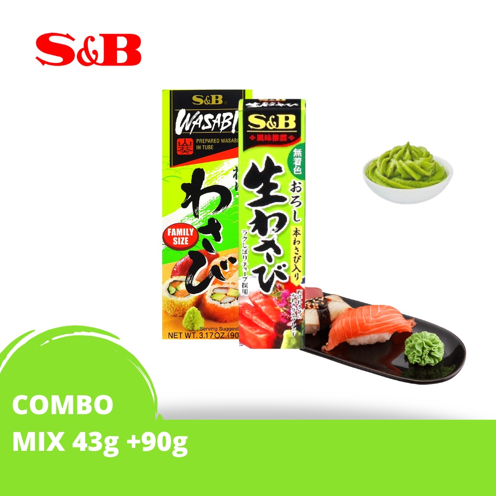 gia vị wasabi s&b prepared wasabi in tube (combo 43g tube + 90g tube) 1