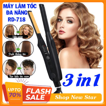 Máy làm tóc đa năng 3in1 RD-718, uốn xoăn, duỗi tóc, kẹp thẳng, ép tóc, uốn cúp làm tóc xoăn lọn tự động, xoay 360 độ, máy uốn tóc mini nam nữ, Bảo Hành 12 tháng