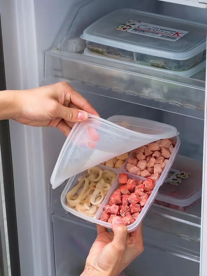 Refrigerator Storage Box with Four Compartment, Food Sub-Packed, Onion,  Ginger, Vegetables, Side Dishes, Frozen Meat Crisper