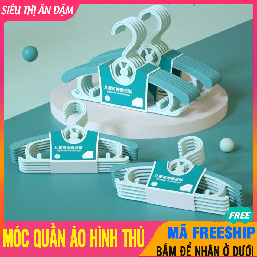 [HÀNG CAO CẤP] SET 5 Móc Phơi Đồ Cho Em Bé Sơ Sinh Hình Thú Đáng Yêu, Có Thể Điều Chỉnh Kích Thước Móc Hợp Lý - Móc Đồ Cho Bé. Mắc Treo Quần Áo Cho Trẻ, Móc Treo Quần Áo Chống Trơn Trượt - 1 Set Mắc Gấu - BTT00202