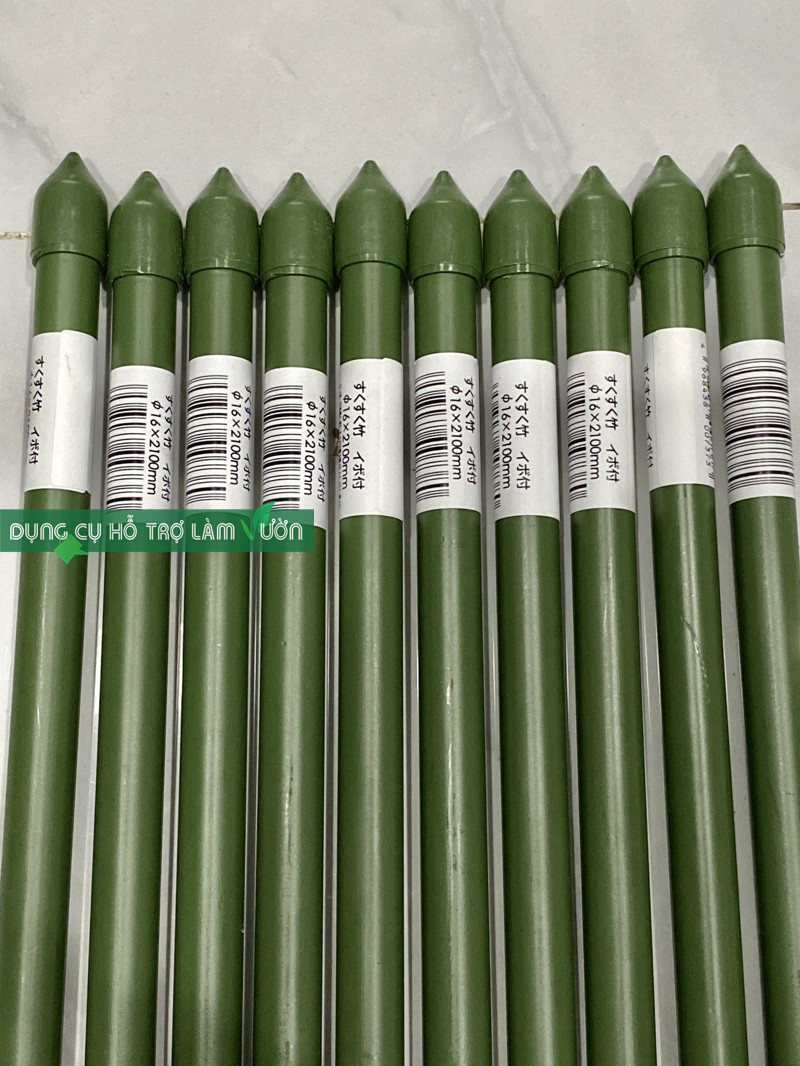 10 Ống thép bọc nhựa phi 16 dài 210cm dùng từ 5 năm ở nhiệt độ ngoài trời nắng nóng của Nhật chuyên dùng làm khung giàn leo/dụng cụ hỗ trợ làm vườn