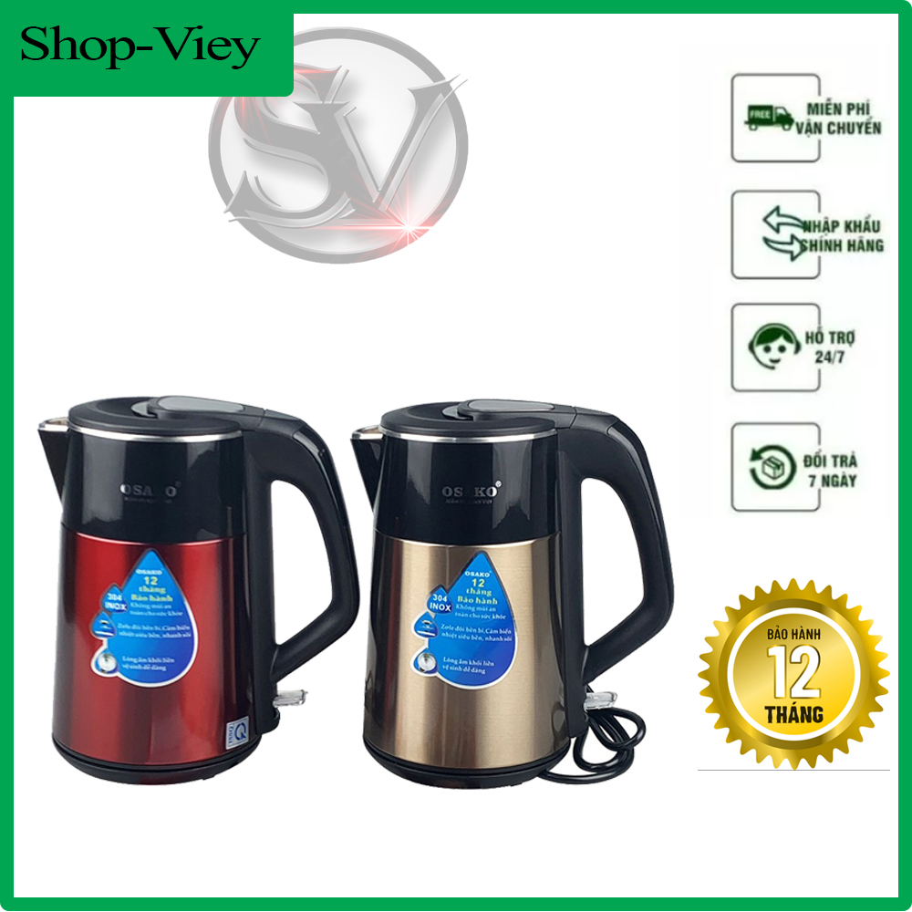 Ấm Đun Nước Siêu Tốc Osako OSA-300, Ấm Đun Nước Inox Cao Cấp, Bình Đun Nước Siêu Tốc Công Suất Mạnh Mẽ 1500W, Tự Ngắt Khi Sôi | Bảo Hành 12 Tháng