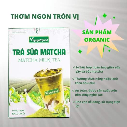 Trà Sữa Matcha Vinanutrifood YT17- Set Trà Sữa Matcha Gói Pha Sẵn Tiện Lợi Thơm Ngon Đậm Vị