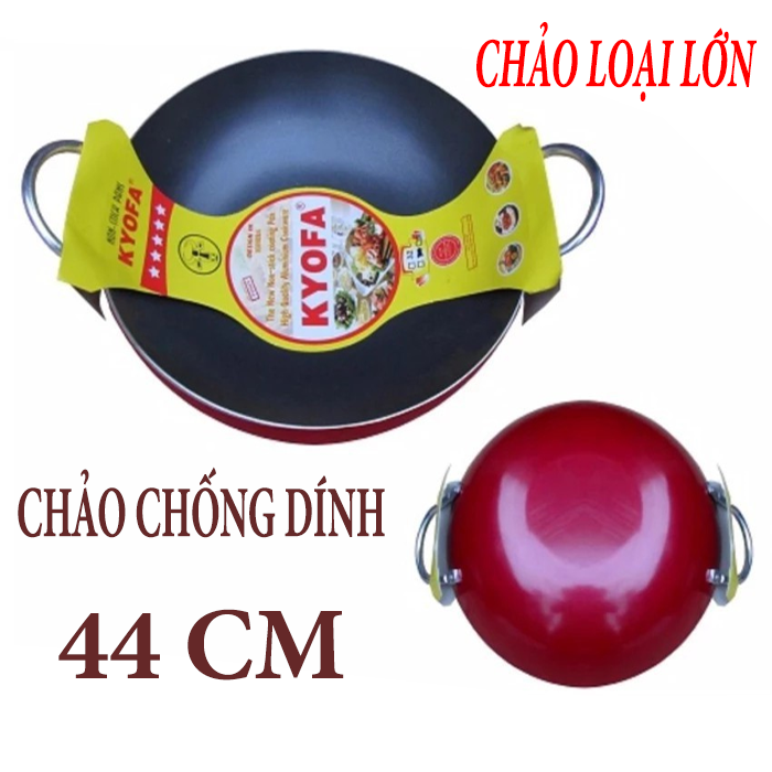 [HCM][CHẢO KHỔNG LỒ - 44CM] Chảo chống dính 44 CM sâu lòng 2 quai KYOFA. Chảo chống dính chiên xào cho xí nghiệp công ty nhà hàng quán ăn/Mua Chảo chiên loại lớn