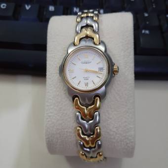 Đồng hồ nữ Thụy sỹ Aureole dây xương cá demi vàng 2 hand