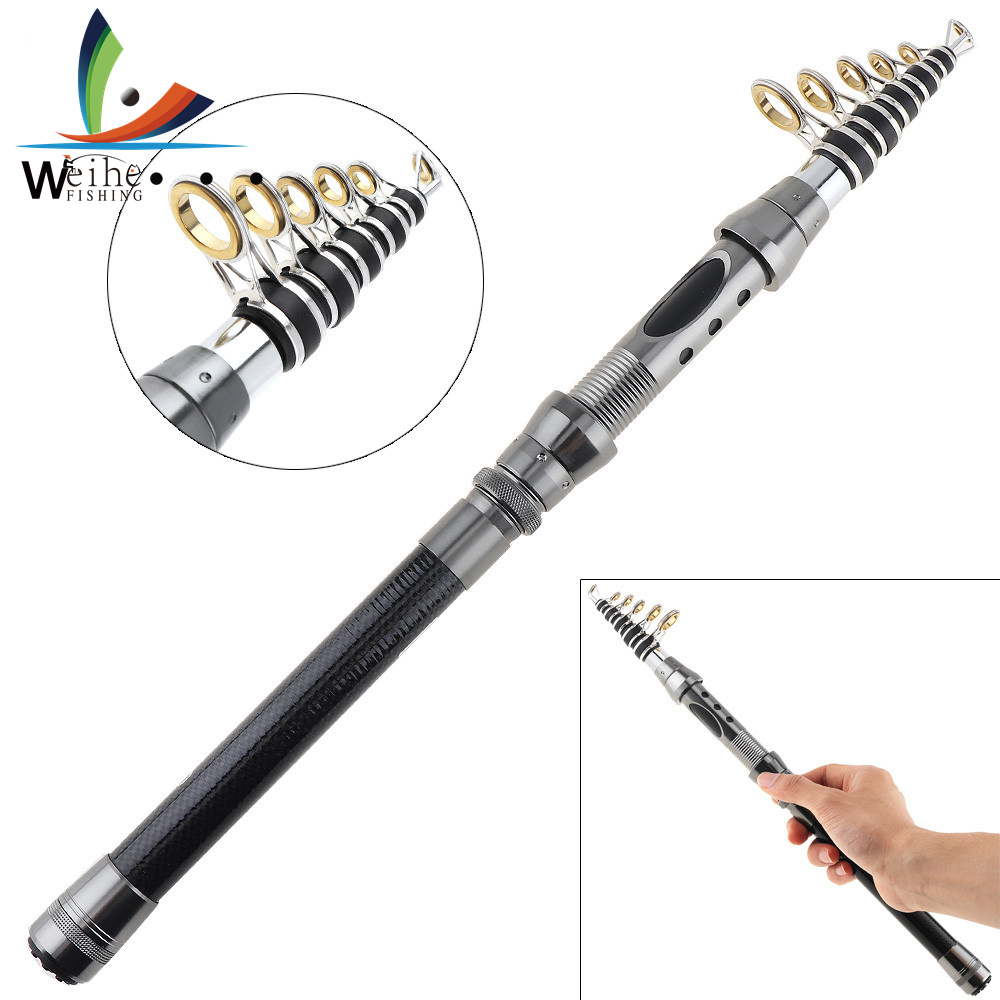 Weihe cần câu thu rút sợi carbon 2.1m cần câu cá biển ngắn 9 khúc siêu