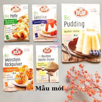 Gelatine, Bột nở, Men nở, Pudding, Đường vani hữu cơ Ruf làm bánh cho bé