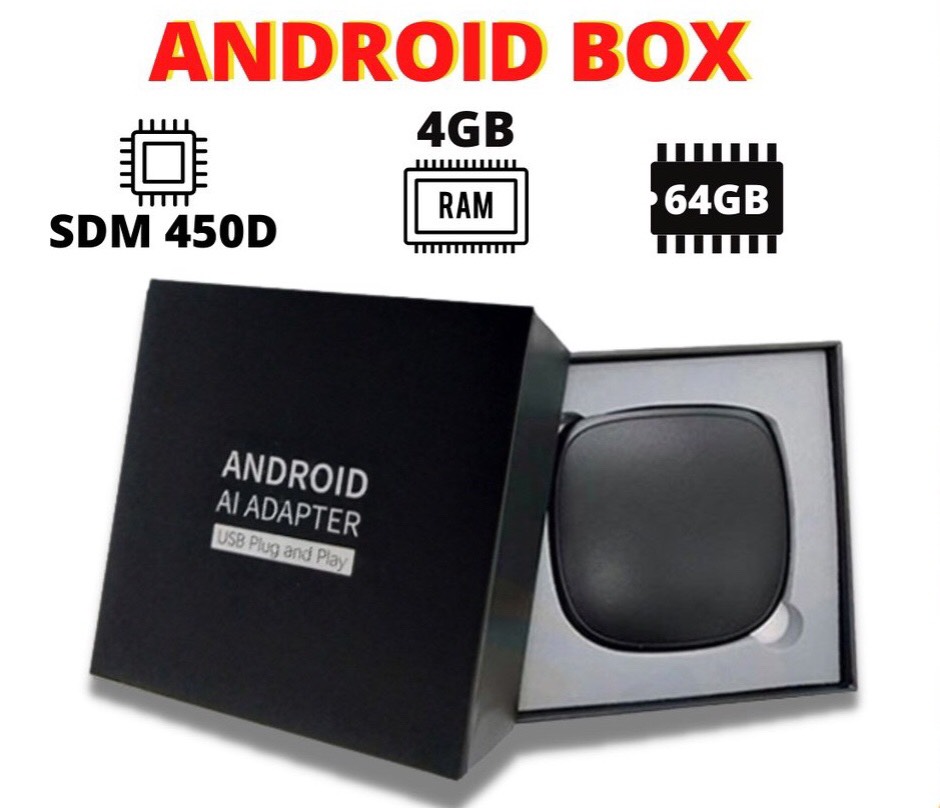 Bộ Carplay Android Box Ai Cắm Sim 4G - Biến Màn Zin ô tô Thành Màn Hình Android - Ram 4G,Rom 64GB