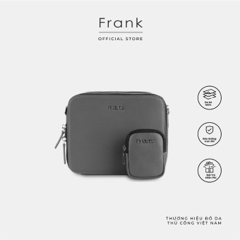 Túi Đeo Chéo Nam Da Bò Taiga Cao Cấp FRANK Paul Duo Messenger Bag Túi Đựng Điện Thoại, Ipad Mini Cho Nam Màu Xám
