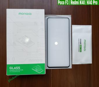 Cường lực Poco F3 / F3 Pro / Redmi K40 / K40 Pro dùng chung hiệu Monqiqi FULL màn chơi Game mượt