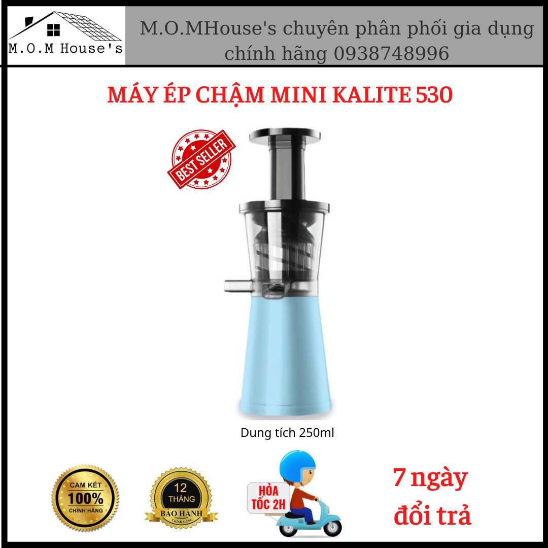 Máy Ép Chậm mini Kalite 530 M.O.M House's MAYEPCHAM530 - Máy nhỏ gọn - Công suất 200W- Độ tinh khiết cao- Tặng 2 viên đá tạo lạnh