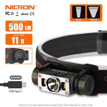 Nicron Đèn Pha LED Mini H11, Đèn Pha Sạc USB, Đèn Pin LED 90M 500 Lumens, Đèn Pha LED Kép Và Đèn Chiếu Sáng, Đèn Chiếu Sáng Ngoài Trời Chống Nước IP65, Đèn Làm Việc Nhà Xưởng, Đèn Pha Gia Dụng