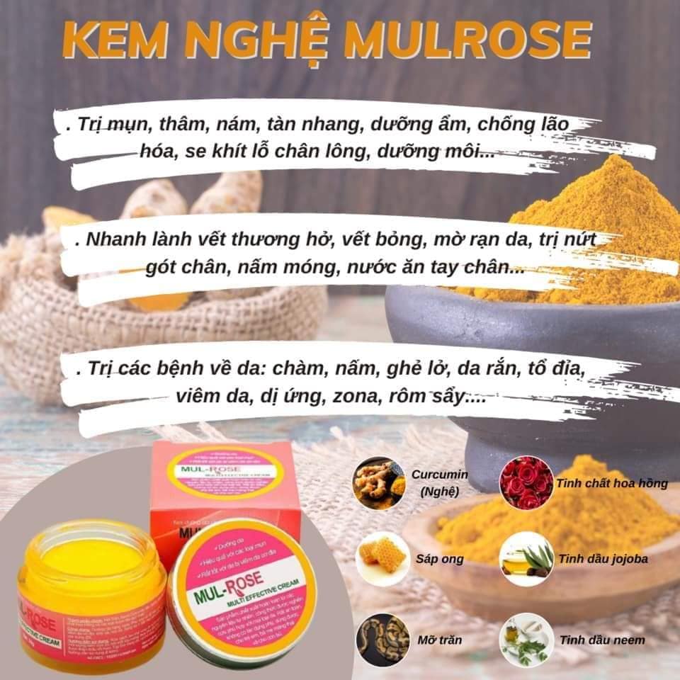 Kem muil nghệ muil rose dương da, viê'm da cơ đị'a