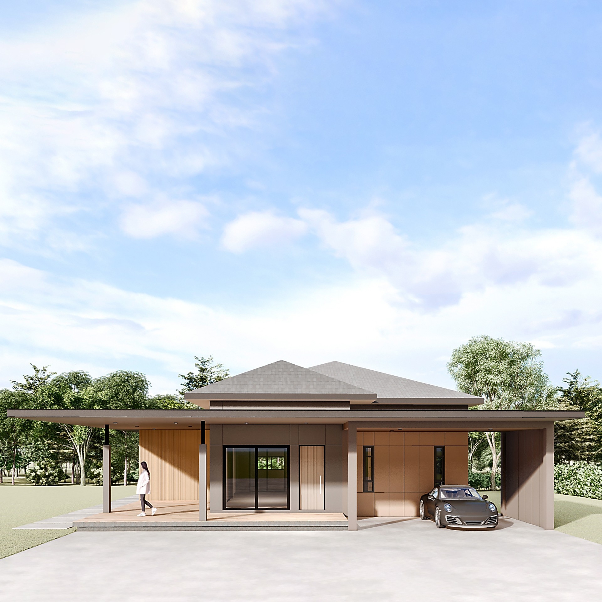 แบบบ้านและโมเดลบ้าน(sketch up)พร้อมก่อสร้างได้ทันที พร้อมไฟล์ Sketch up รุ่น TERRACE HOUSE : 3 ห้องนอน 3 ห้องน้ำ 2 ที่จอดรถ พื้นที่ 230 ตร.ม (ส่งไฟล์ให้ทางอีเมล์)
