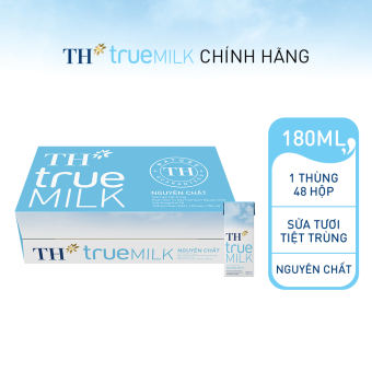 Thùng 48 hộp sữa tươi tiệt trùng TH true MILK nguyên chất 180 ml (180 ml x 48)