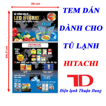Tem dán dành cho tủ lạnh HITACHI tặng kèm băng keo 2 mặt, miếng dán trang trí tủ lạnh HITACHI