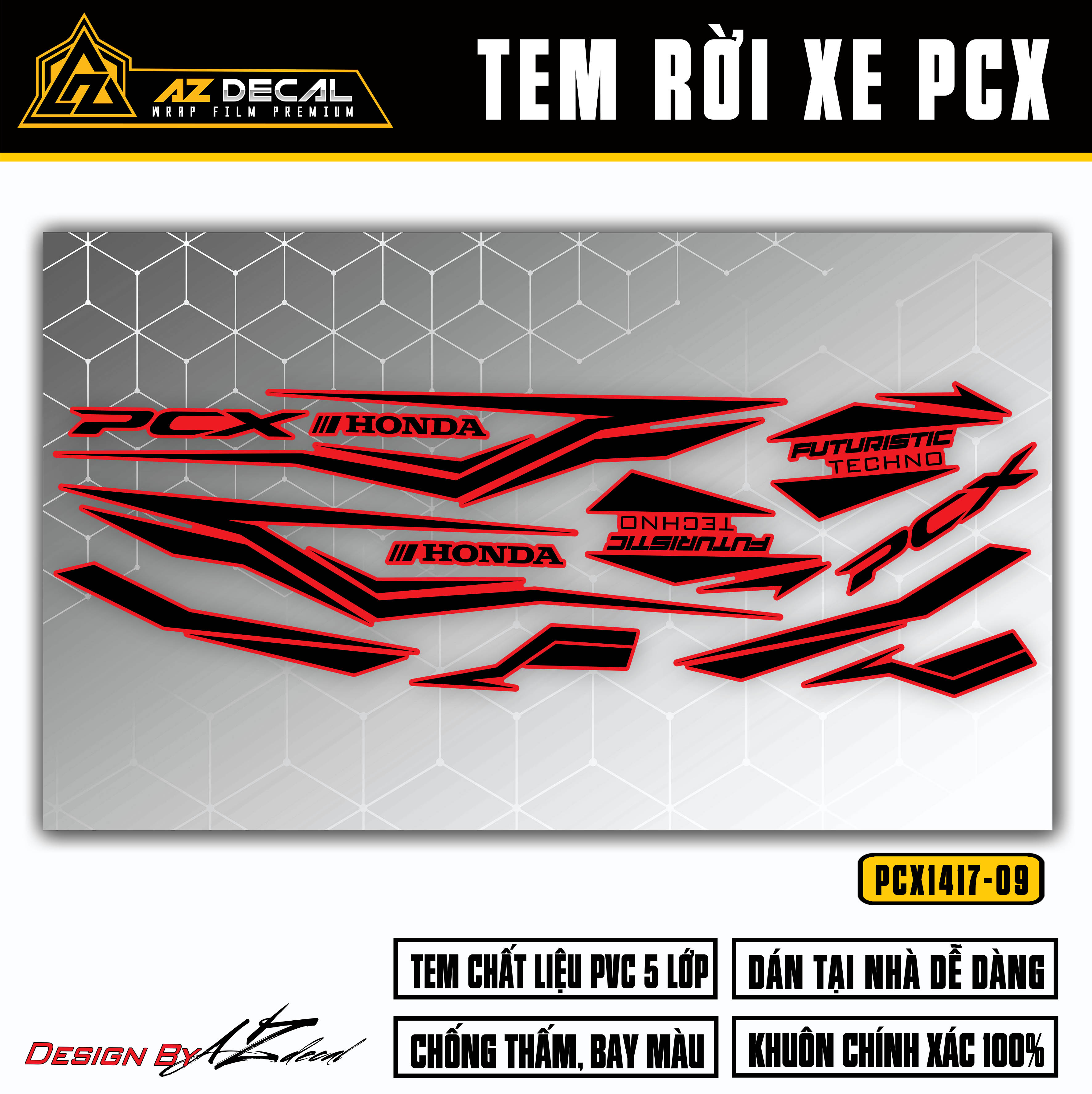 Tem Rời Dán Xe Máy PCX Mẫu Futuristic Technology | PCX-09 | Decal Chế PCX 125 150 160 Chống Nước Bền