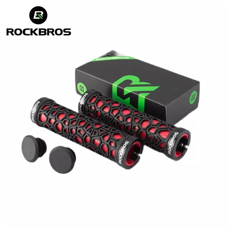 (Global Plus)ROCKBROS Tay nắm xe đạp Tay cầm xe đạp Tay cầm cao su Khóa trên siêu nhẹ MTB Tay nắm chống trượt Giảm chấn động đi xe đạp Bộ phận tay lái xe đạp