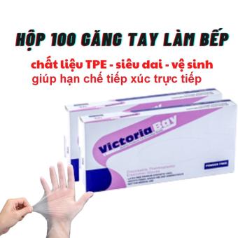 Hộp 100 cái - Găng tay y tế TPE, làm bếp không bột TPE siêu dai, bao tay siêu dai, bao tay sử dụng 1 lần